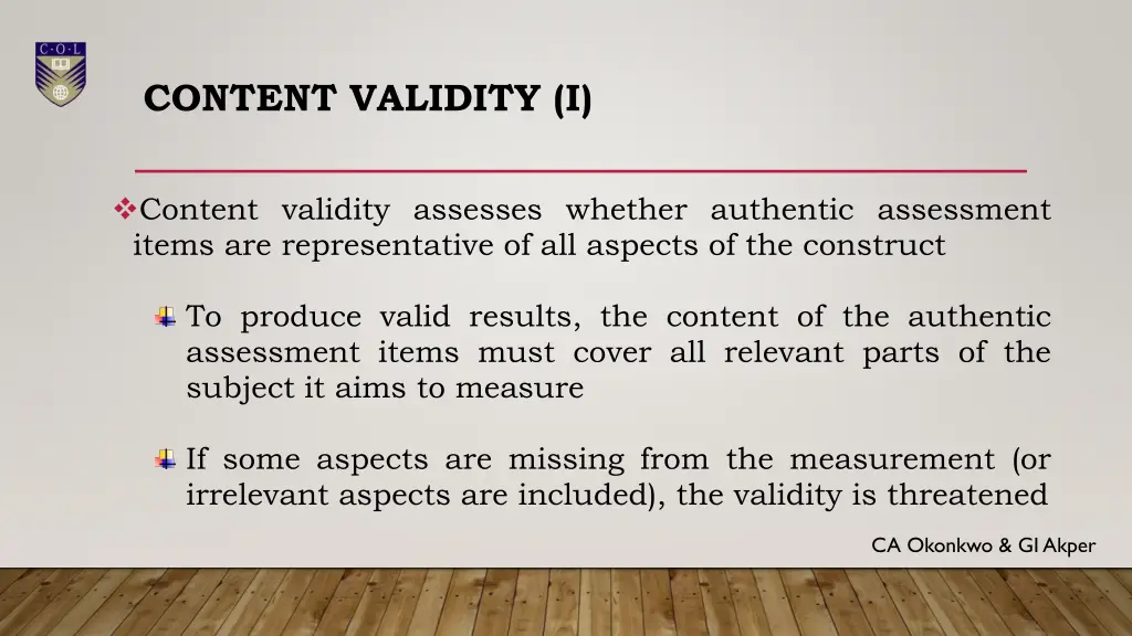 content validity i