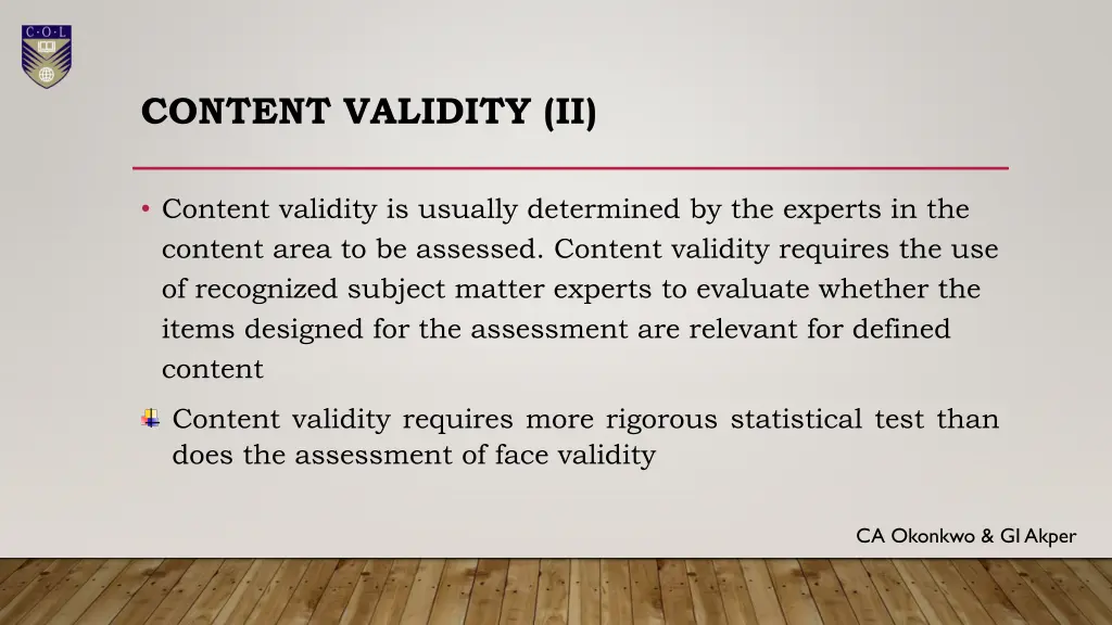 content validity ii