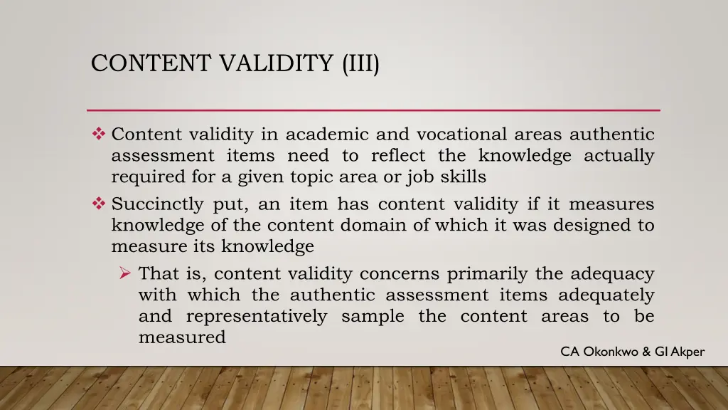 content validity iii