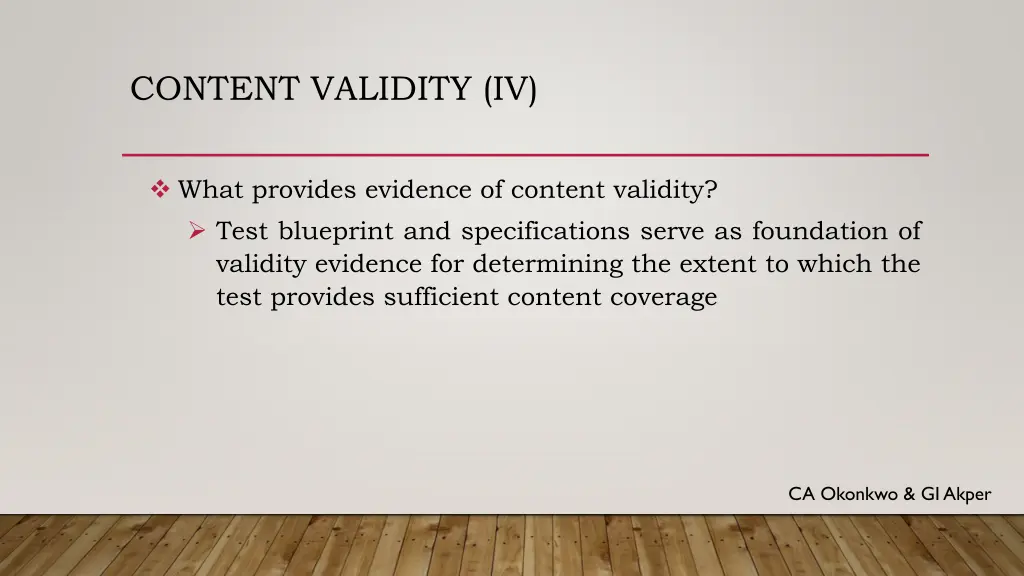 content validity iv