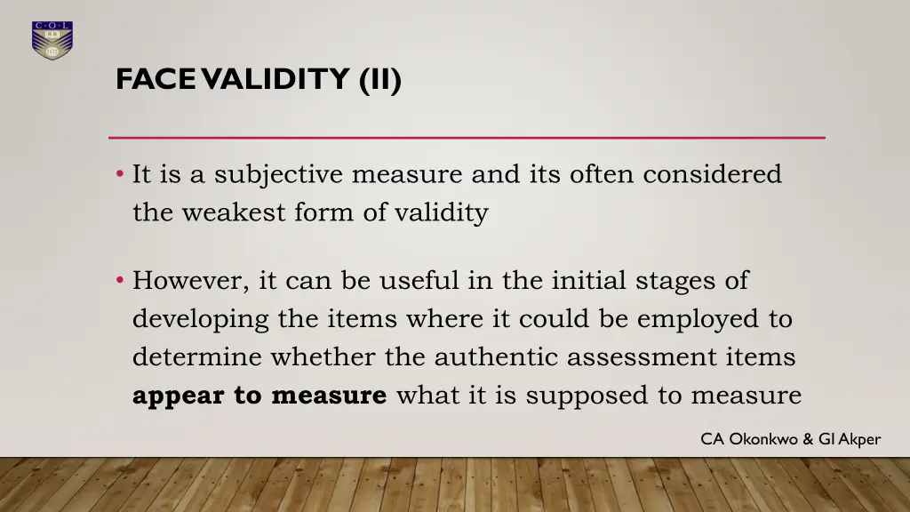 face validity ii