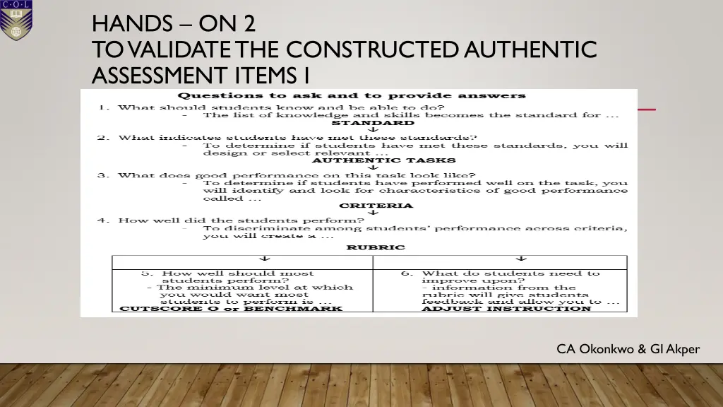 hands on 2 to validate the constructed authentic 1