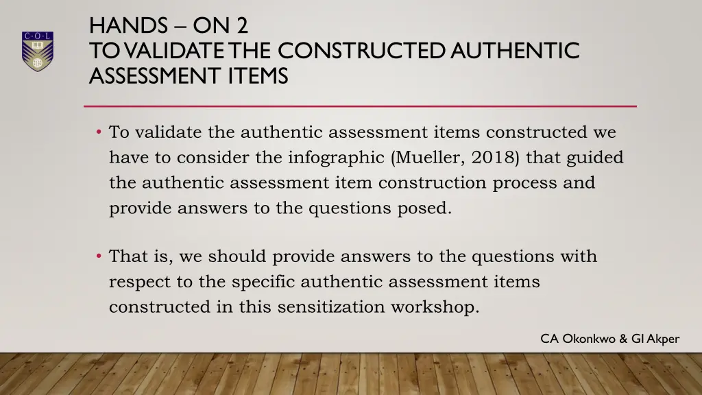 hands on 2 to validate the constructed authentic