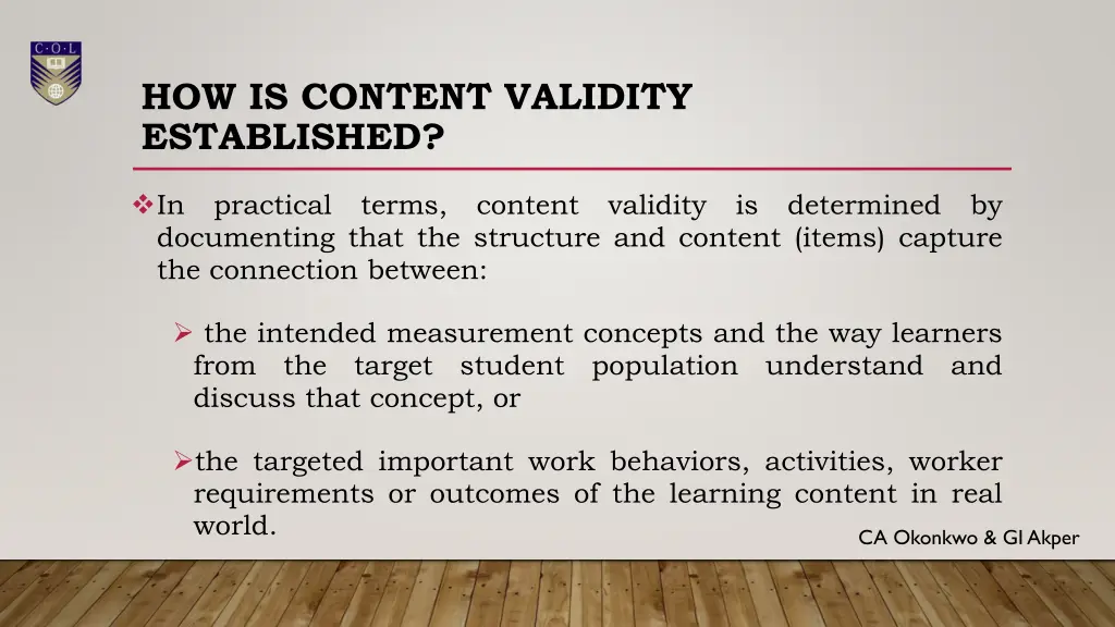 how is content validity established