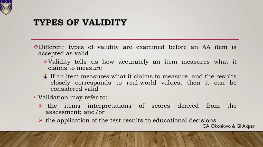 types of validity