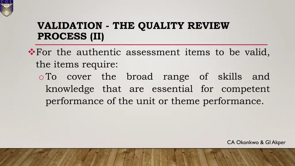 validation the quality review process