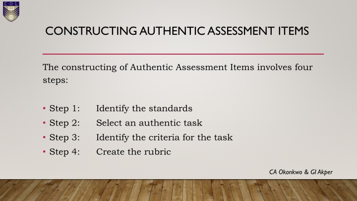 constructing authentic assessment items