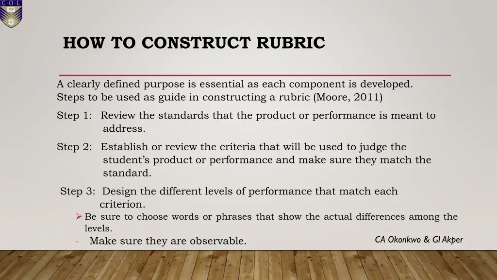 how to construct rubric