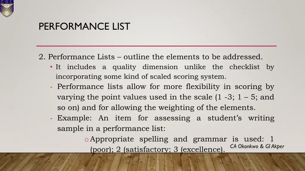 performance list