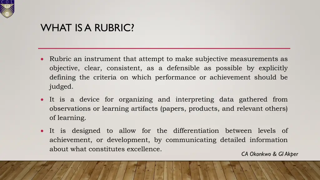 what is a rubric