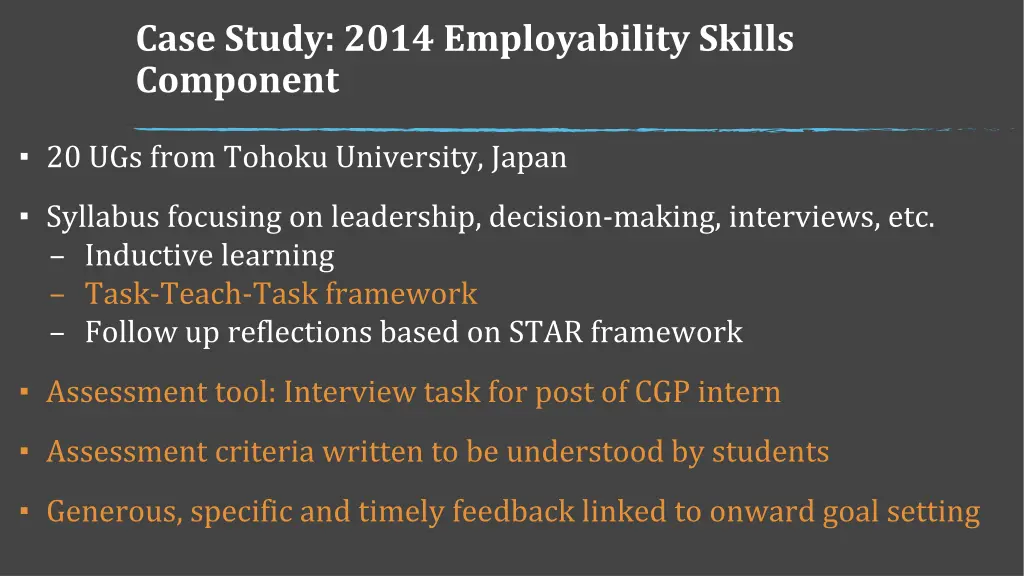 case study 2014 employability skills component