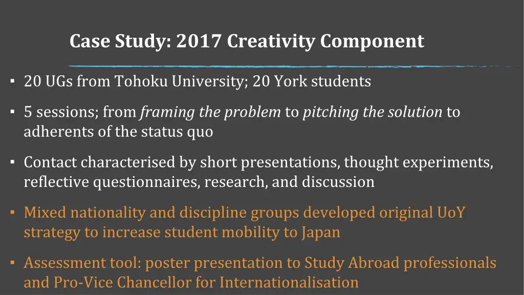 case study 2017 creativity component