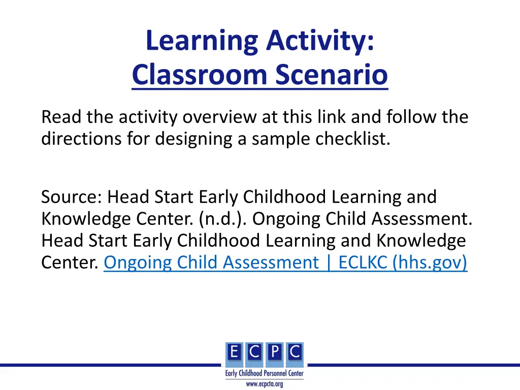 learning activity classroom scenario