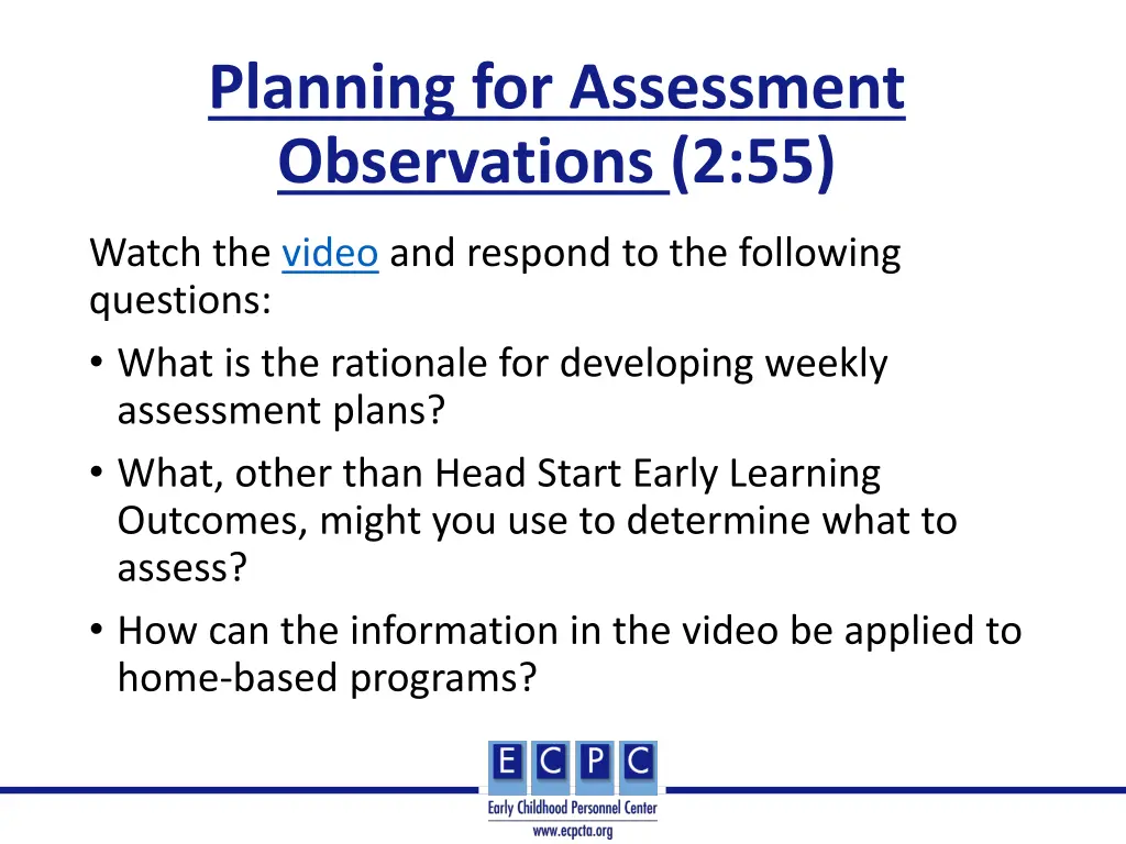 planning for assessment observations 2 55