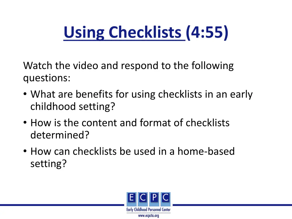 using checklists 4 55