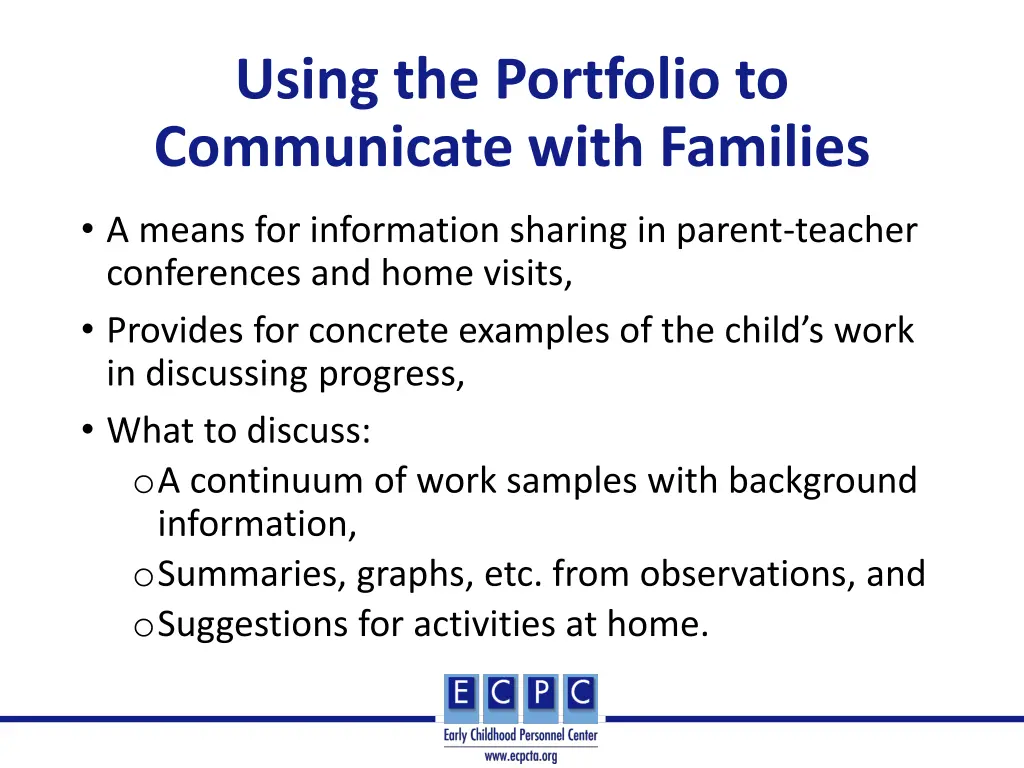 using the portfolio to communicate with families