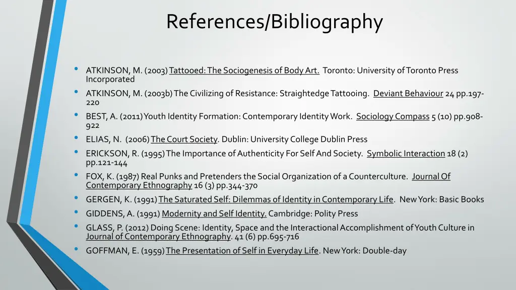 references bibliography