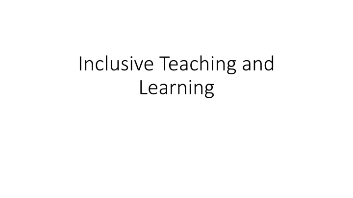 inclusive teaching and learning