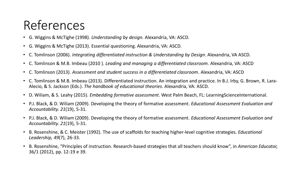 references g wiggins mctighe 1998 understanding