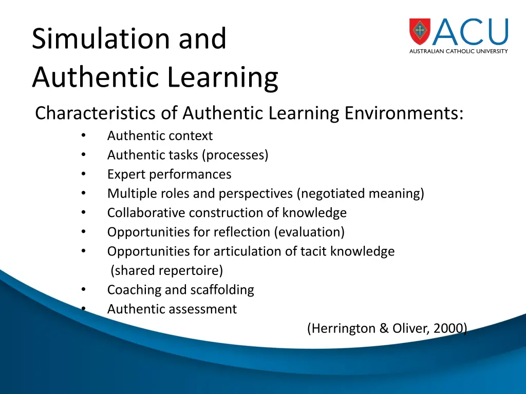 simulation and authentic learning characteristics