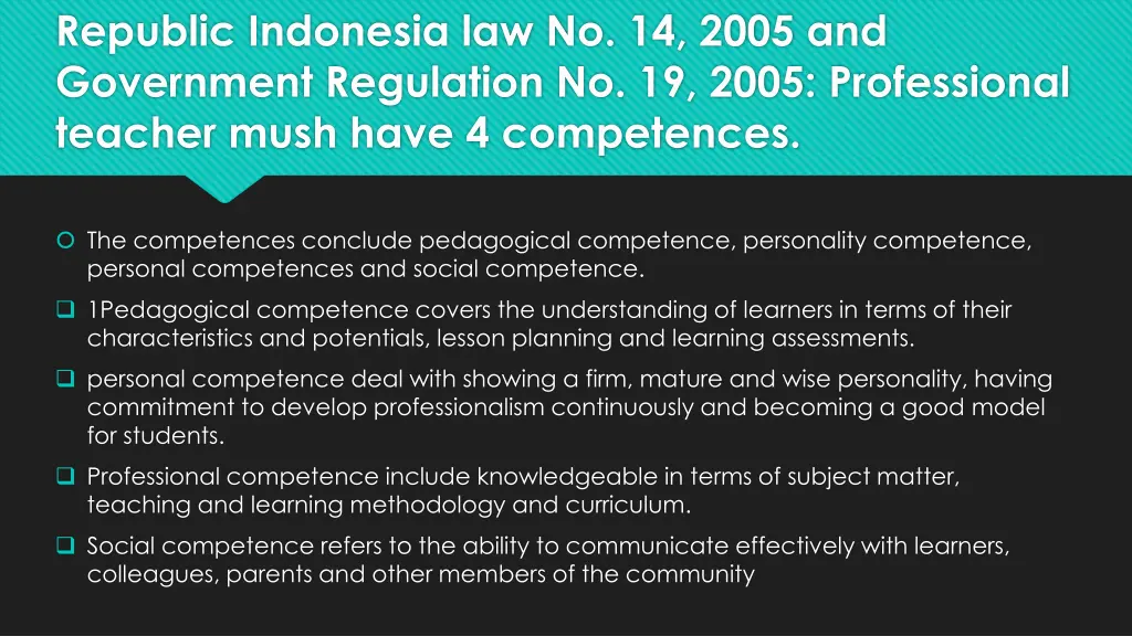 republic indonesia law no 14 2005 and government