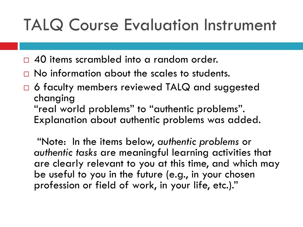 talq course evaluation instrument