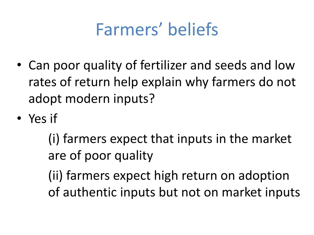 farmers beliefs