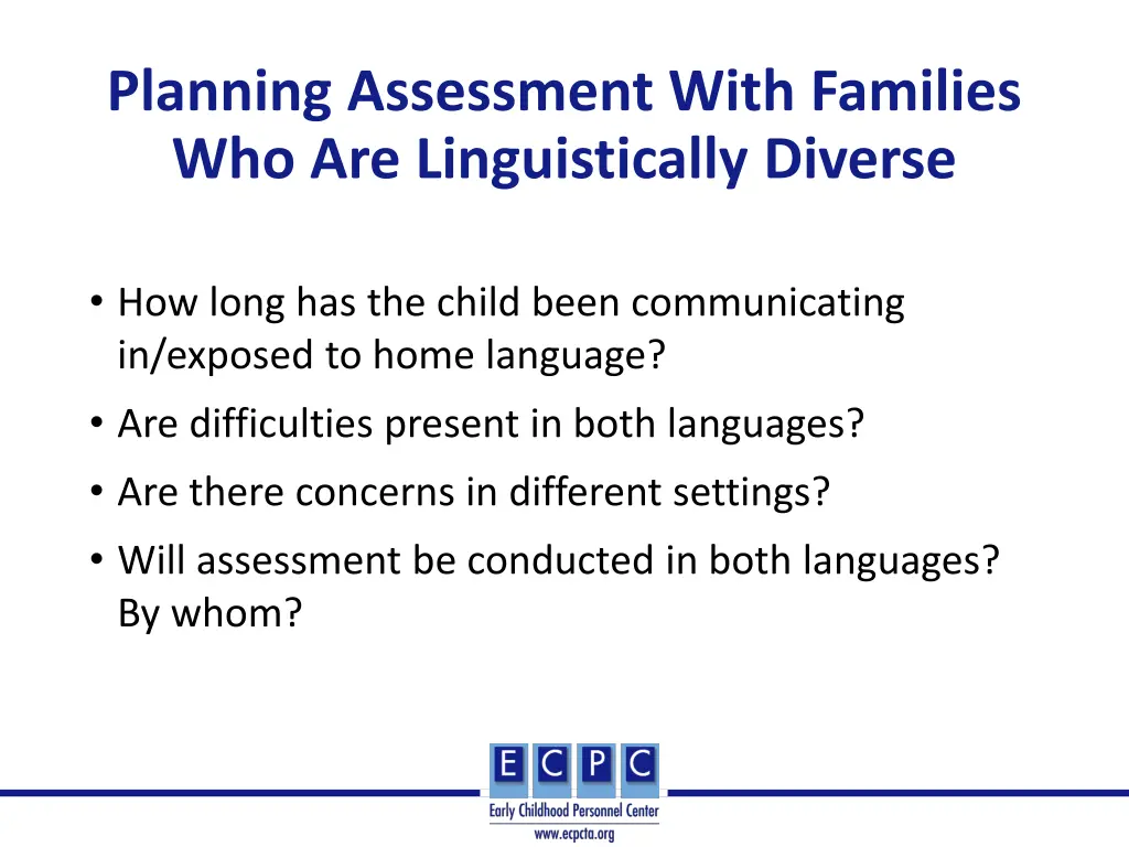 planning assessment with families