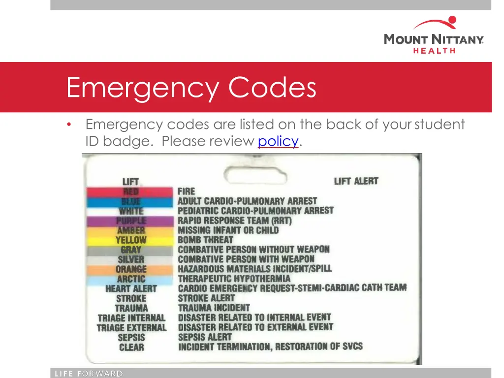 emergency codes