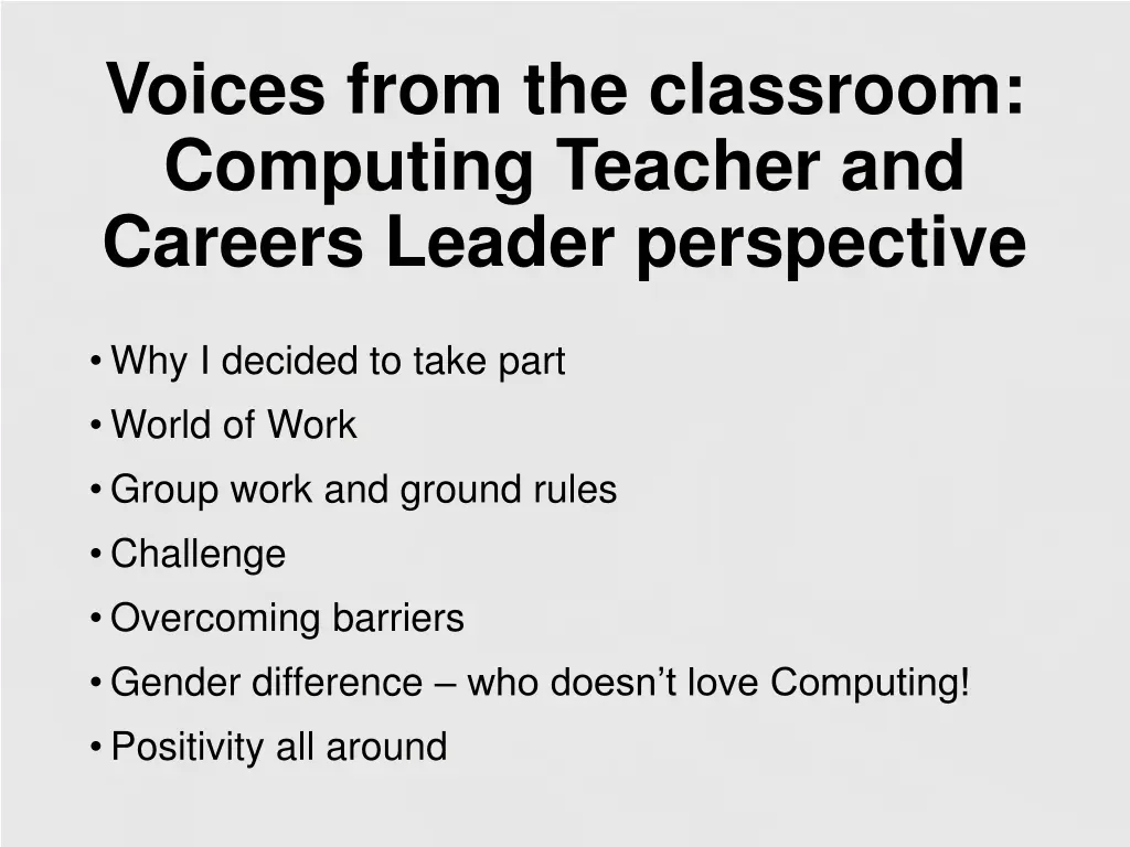 voices from the classroom computing teacher