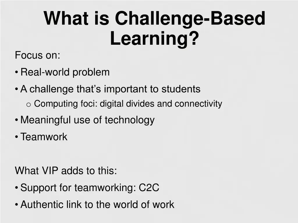 what is challenge based learning focus on real