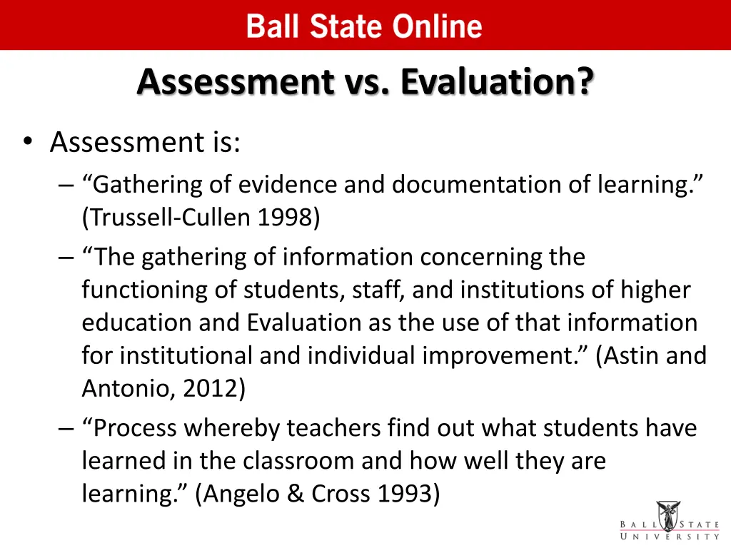 assessment vs evaluation