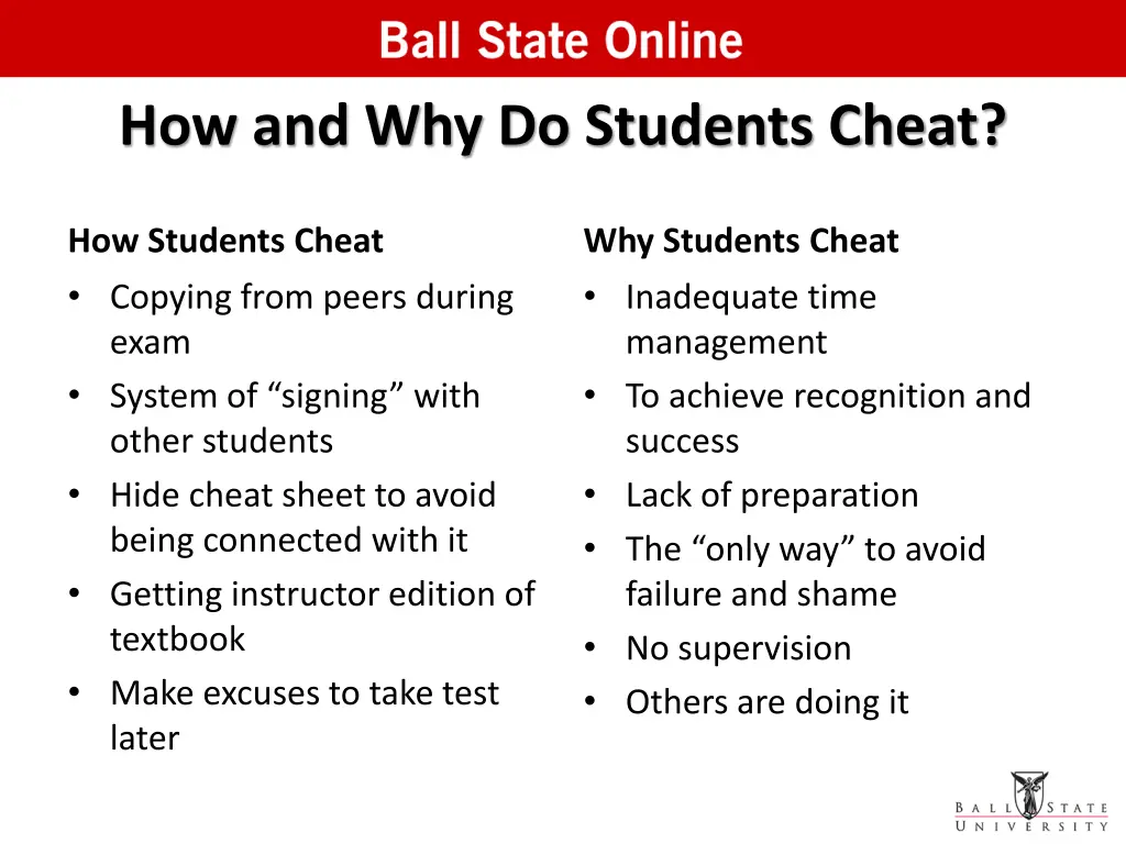 how and why do students cheat