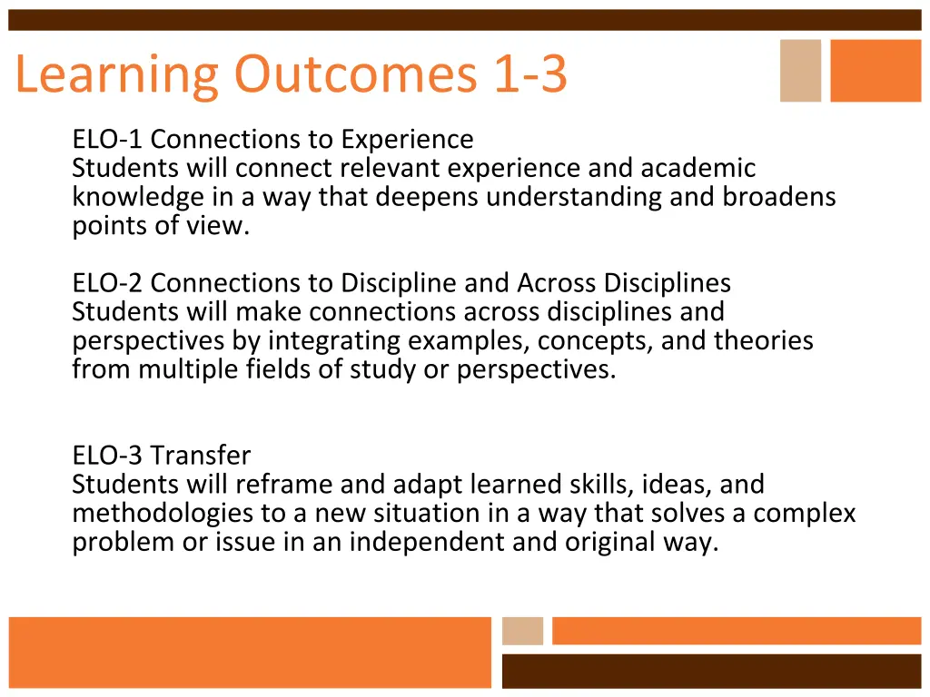 learning outcomes 1 3