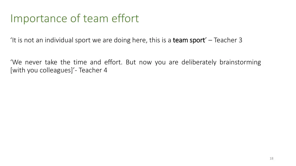 importance of team effort