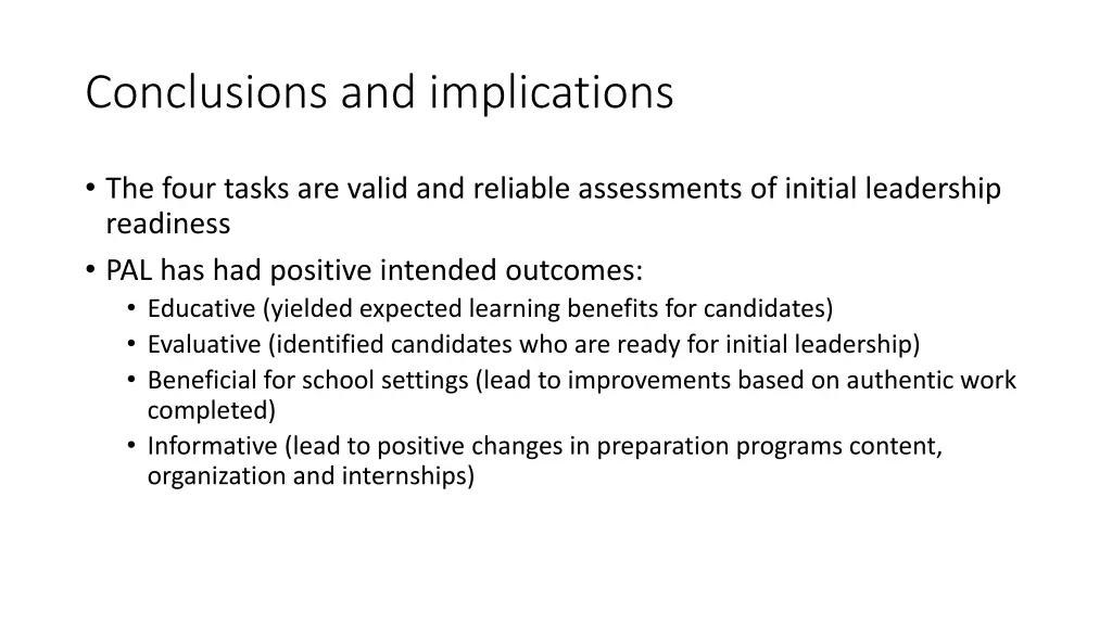 conclusions and implications