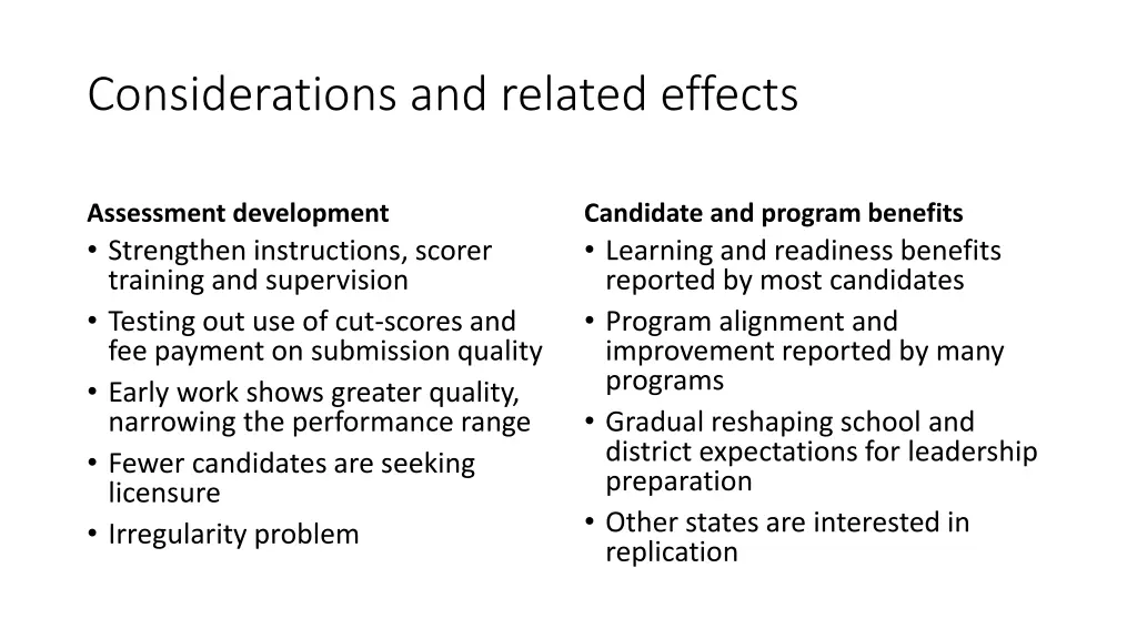 considerations and related effects