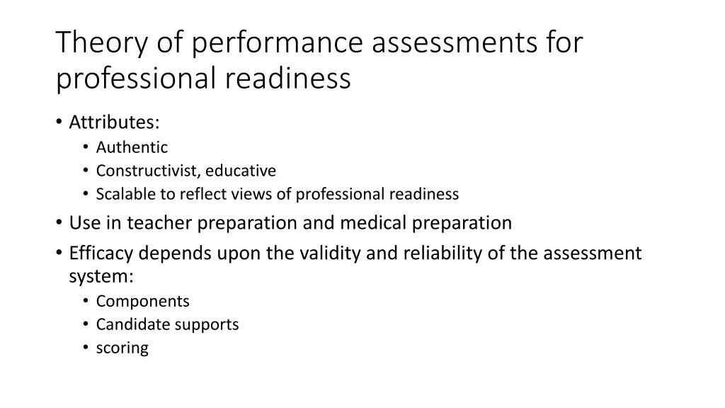 theory of performance assessments