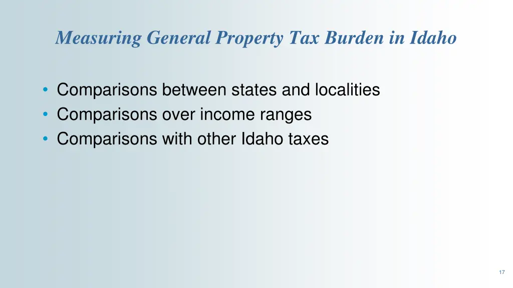 measuring general property tax burden in idaho