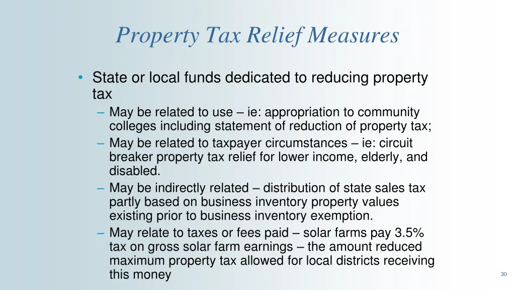 property tax relief measures