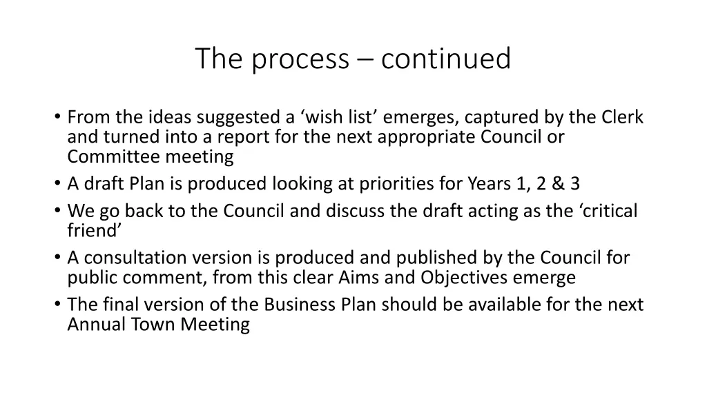 the process continued