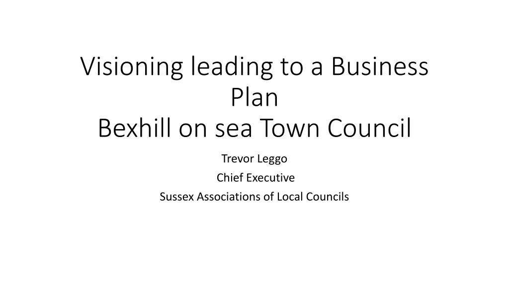 visioning leading to a business plan bexhill