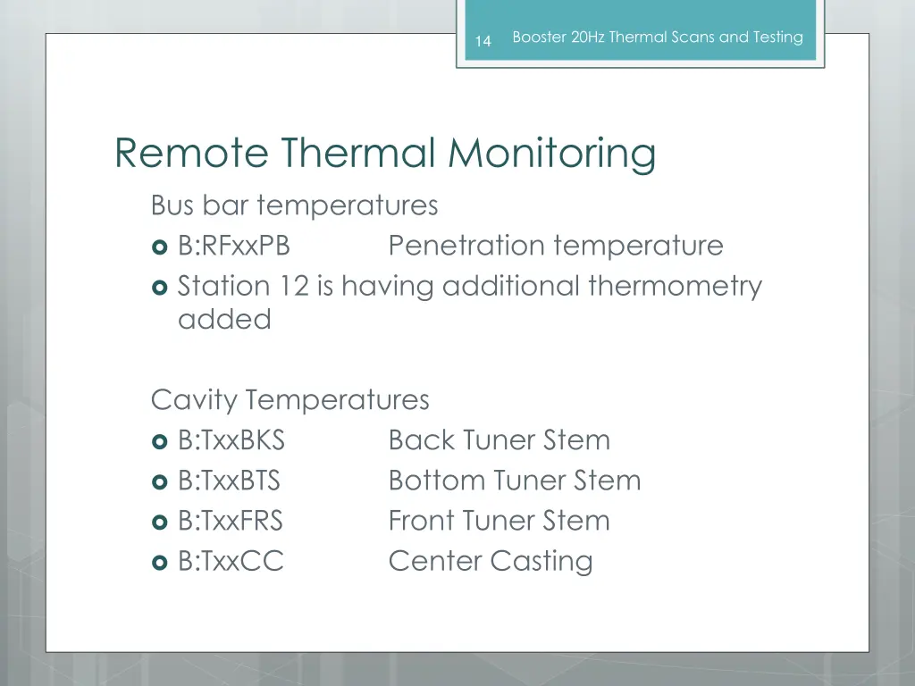 booster 20hz thermal scans and testing 12