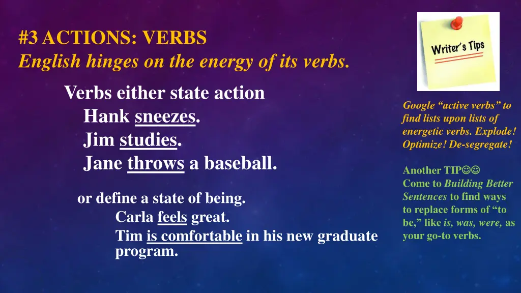 3 actions verbs english hinges on the energy