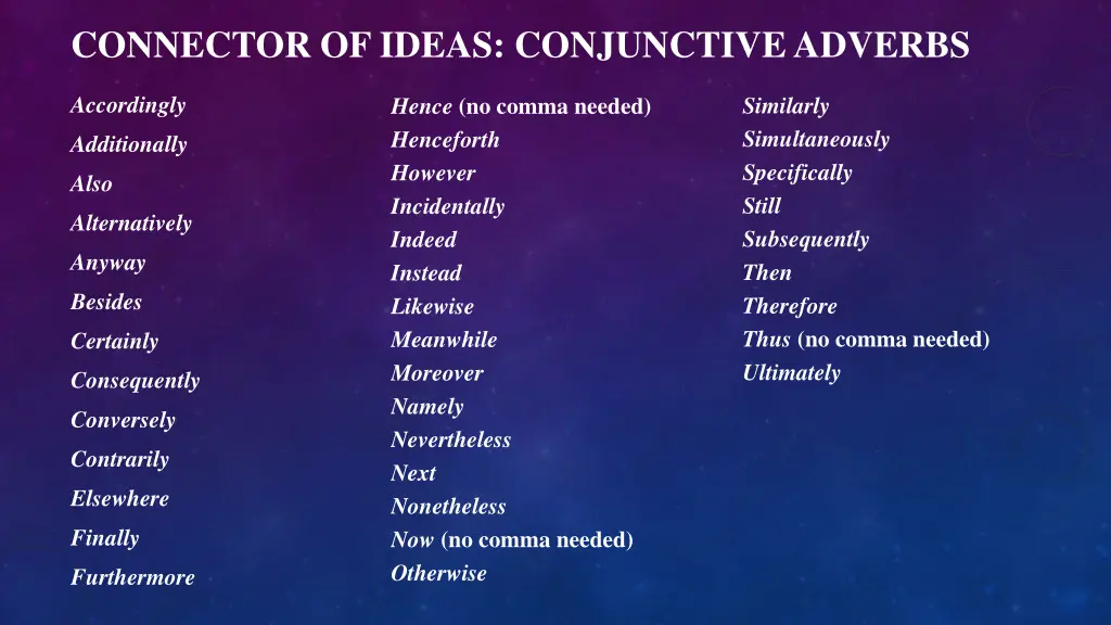 connector of ideas conjunctive adverbs 1