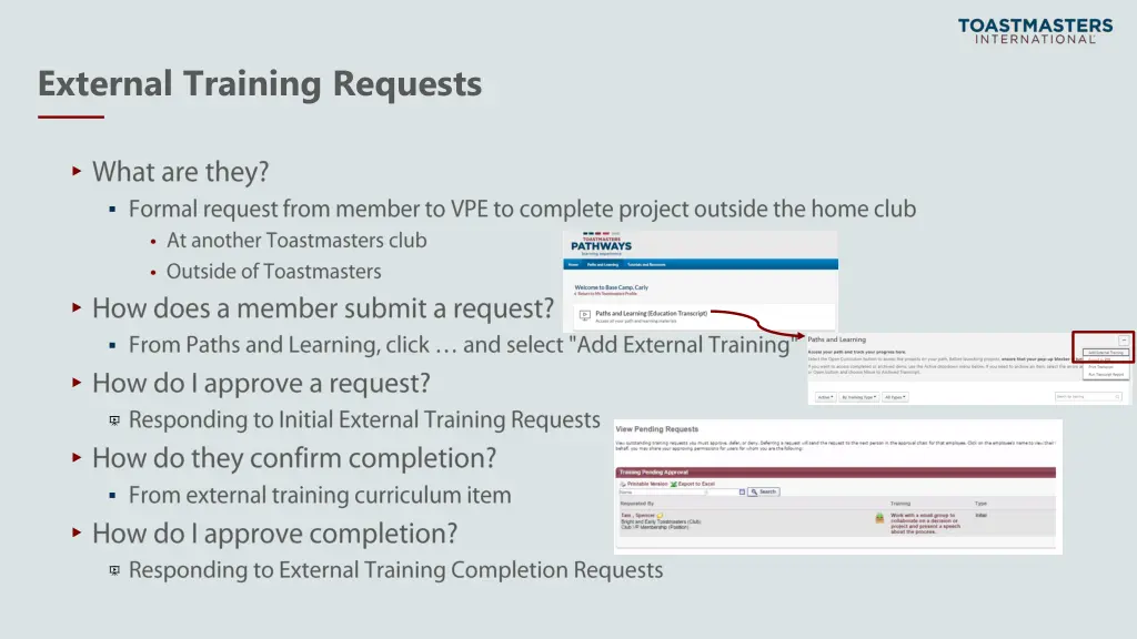 external training requests