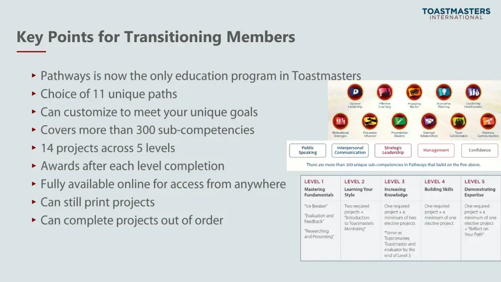 key points for transitioning members