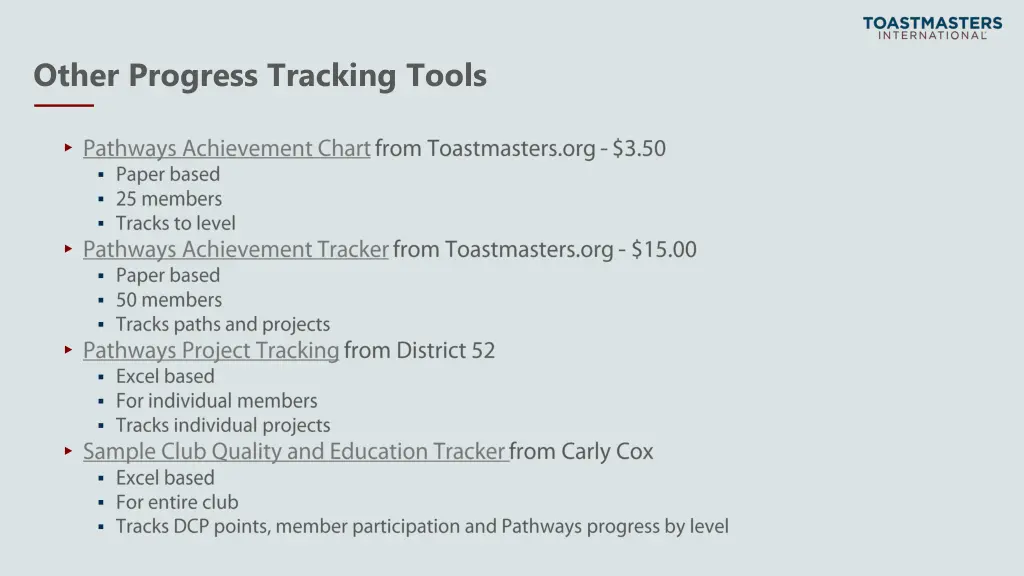 other progress tracking tools