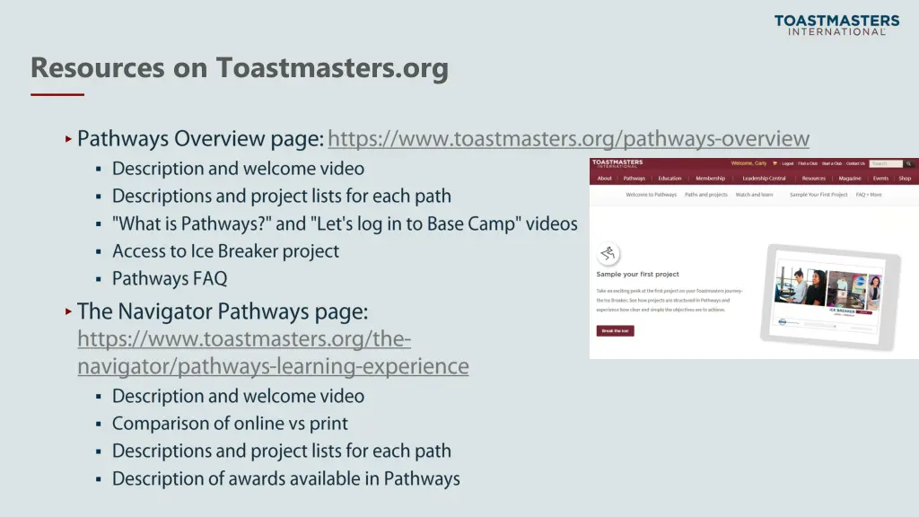 resources on toastmasters org