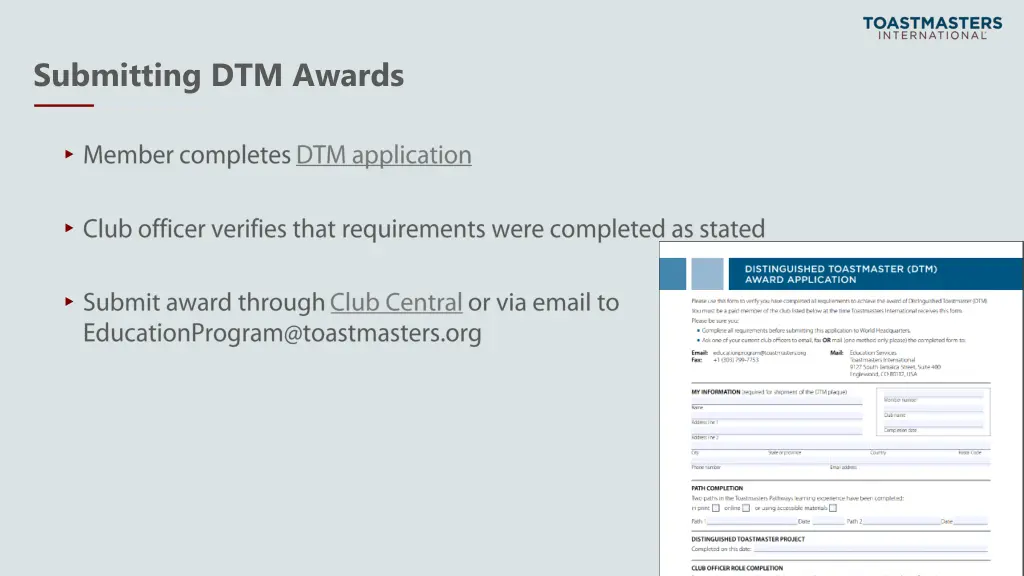 submitting dtm awards